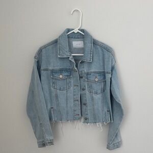 OAK + FORT Light Blue Cropped Jean Jacket